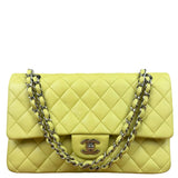 Chanel Yellow Neon Quilted Leather Classic Double Flap Bag 2010