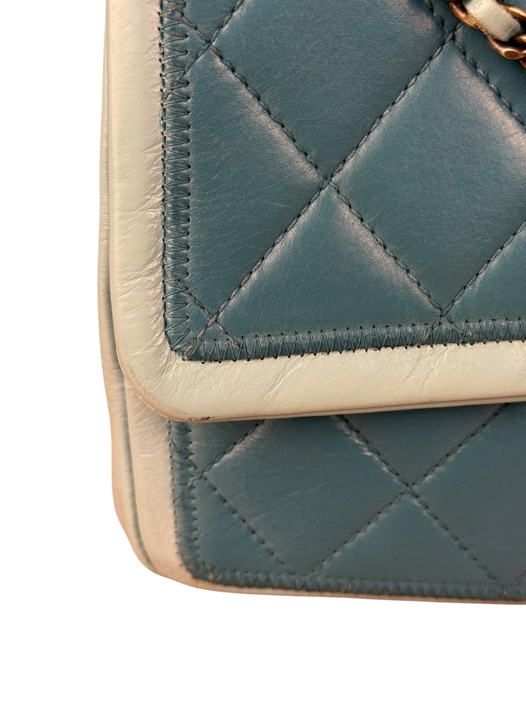 Chanel CC Two-Toned Blue Leather Flap Bag 2014