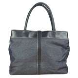 Chanel Vintage Denim/Black Leather CC Turn-Lock Tote Bag 2001
