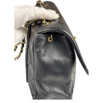 Chanel Vintage Black Leather Double Flap Shoulder Bag 1999