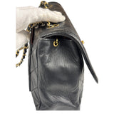 Chanel Vintage Black Leather Double Flap Shoulder Bag 1999