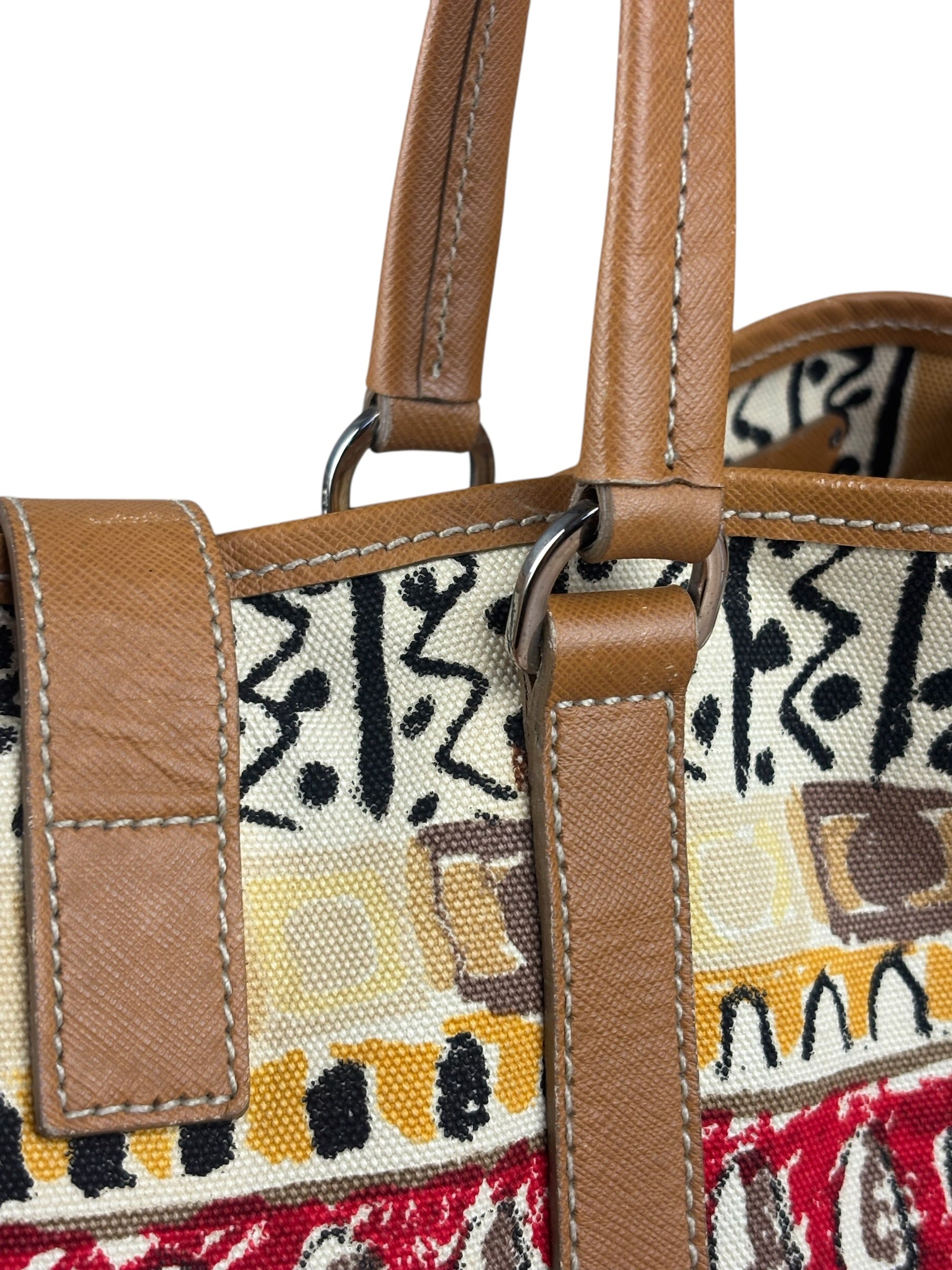 Prada Vintage Limited Edition Venetian Scene Canvas Tote Bag