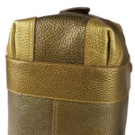 Fendi Metalic Gold Patent Pebbled Leather Media Boston Bag