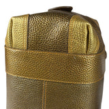Fendi Metalic Gold Patent Pebbled Leather Media Boston Bag