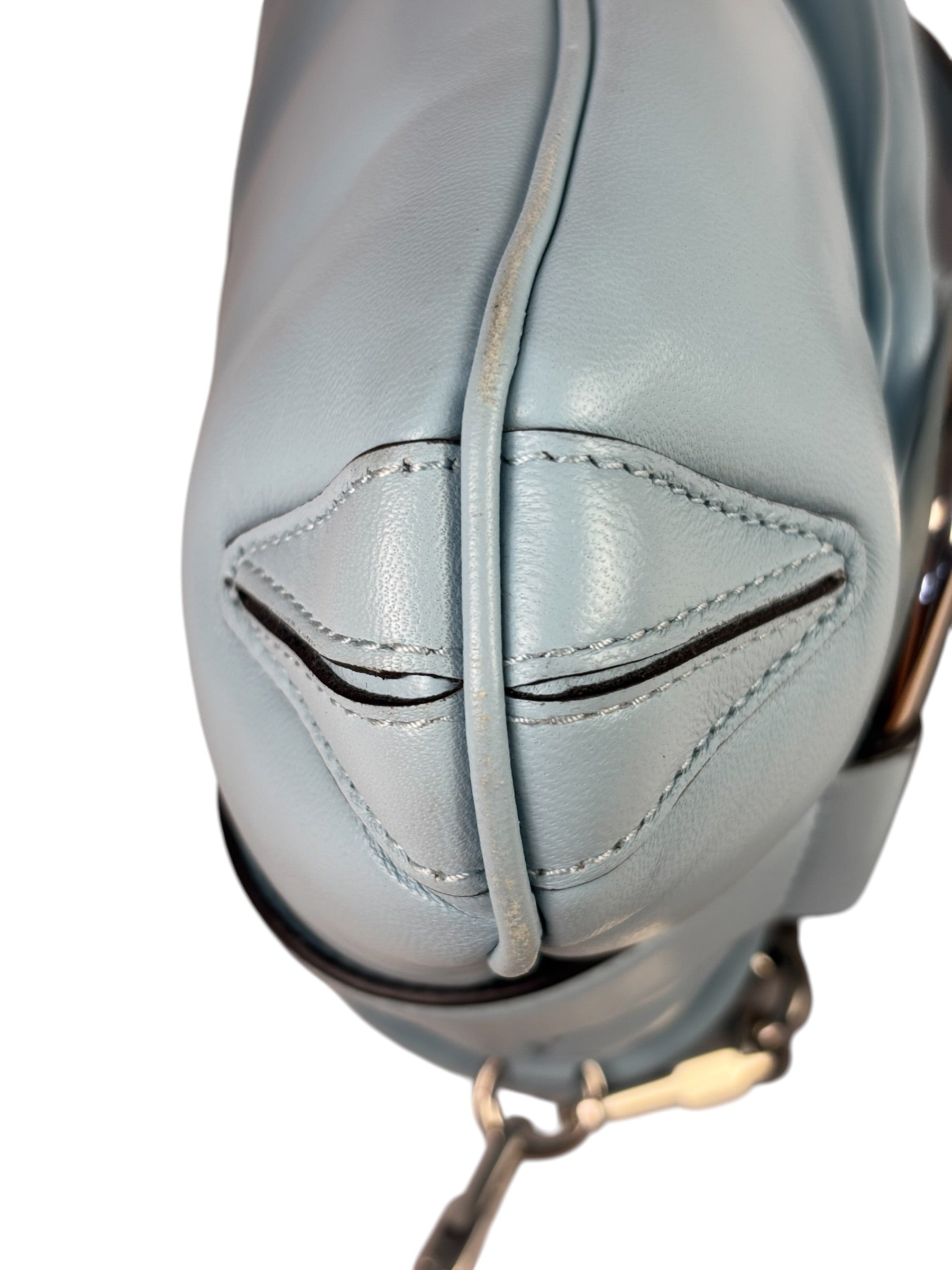 Gucci Blue Leather Horsebit Chain Shoulder Bag