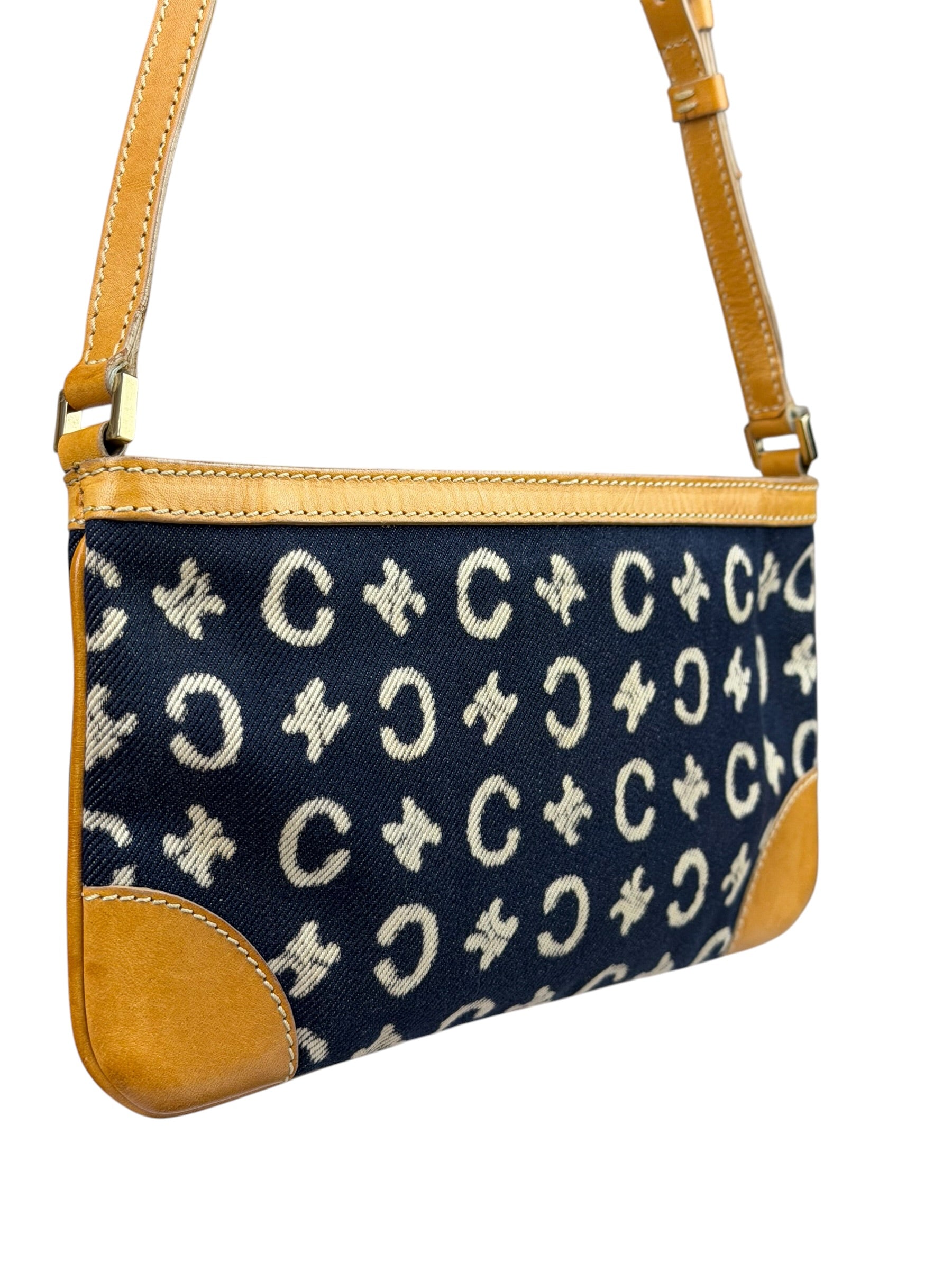 Celine Navy Denim/Leather Trim C Macadam Pochette