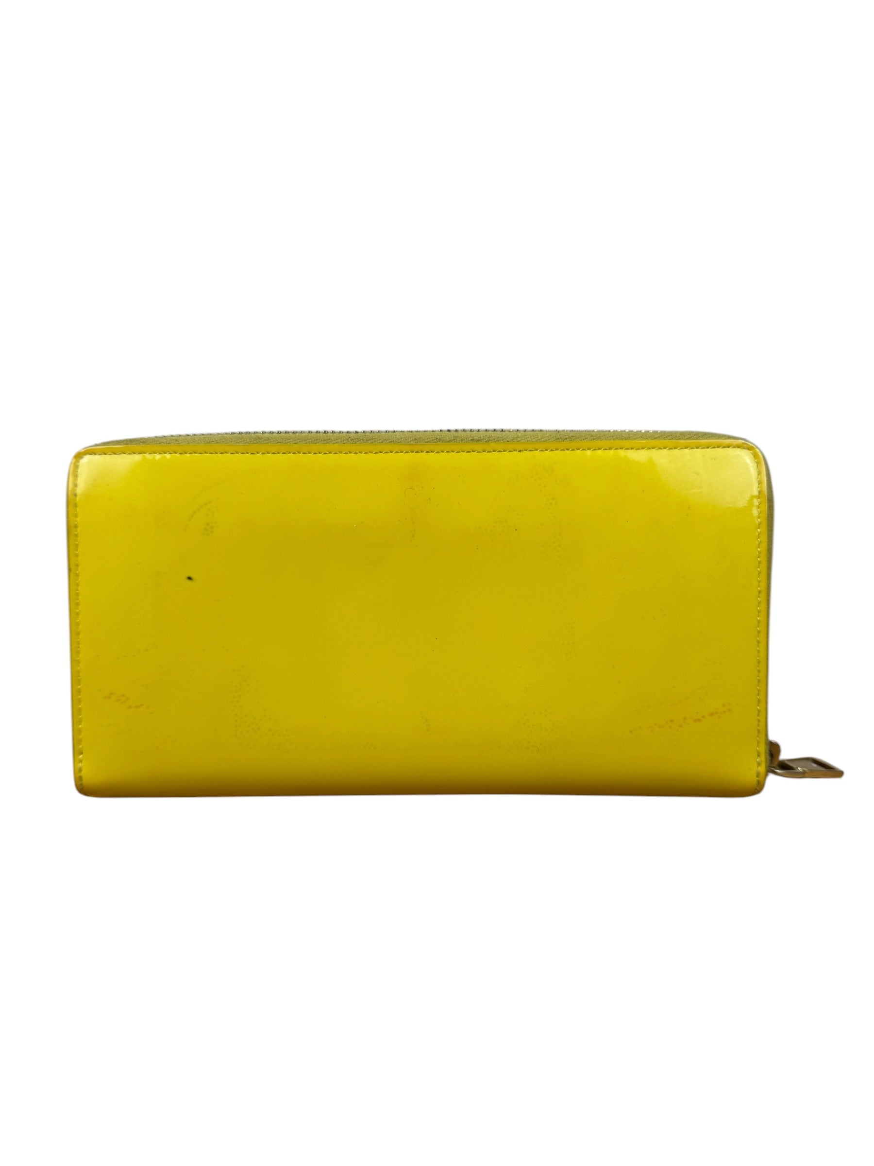 Yves Saint Laurent Yellow Patent Leather Zip-Around Long Wallet