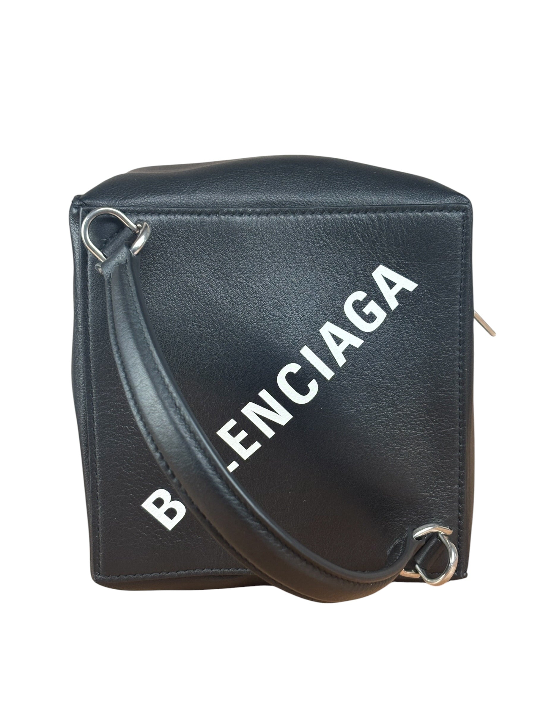 Balenciaga Black Leather Cube Bag 4x4