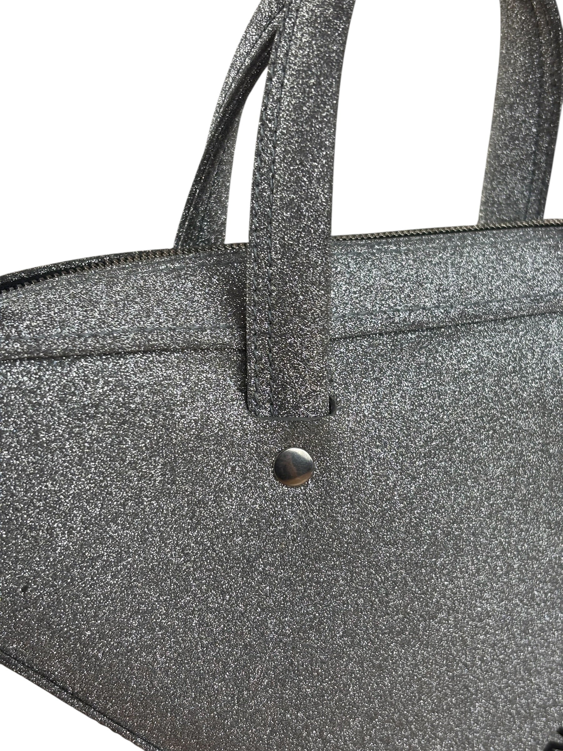 Balenciaga Silver GlitterLeather Triangle Two-Way Bag