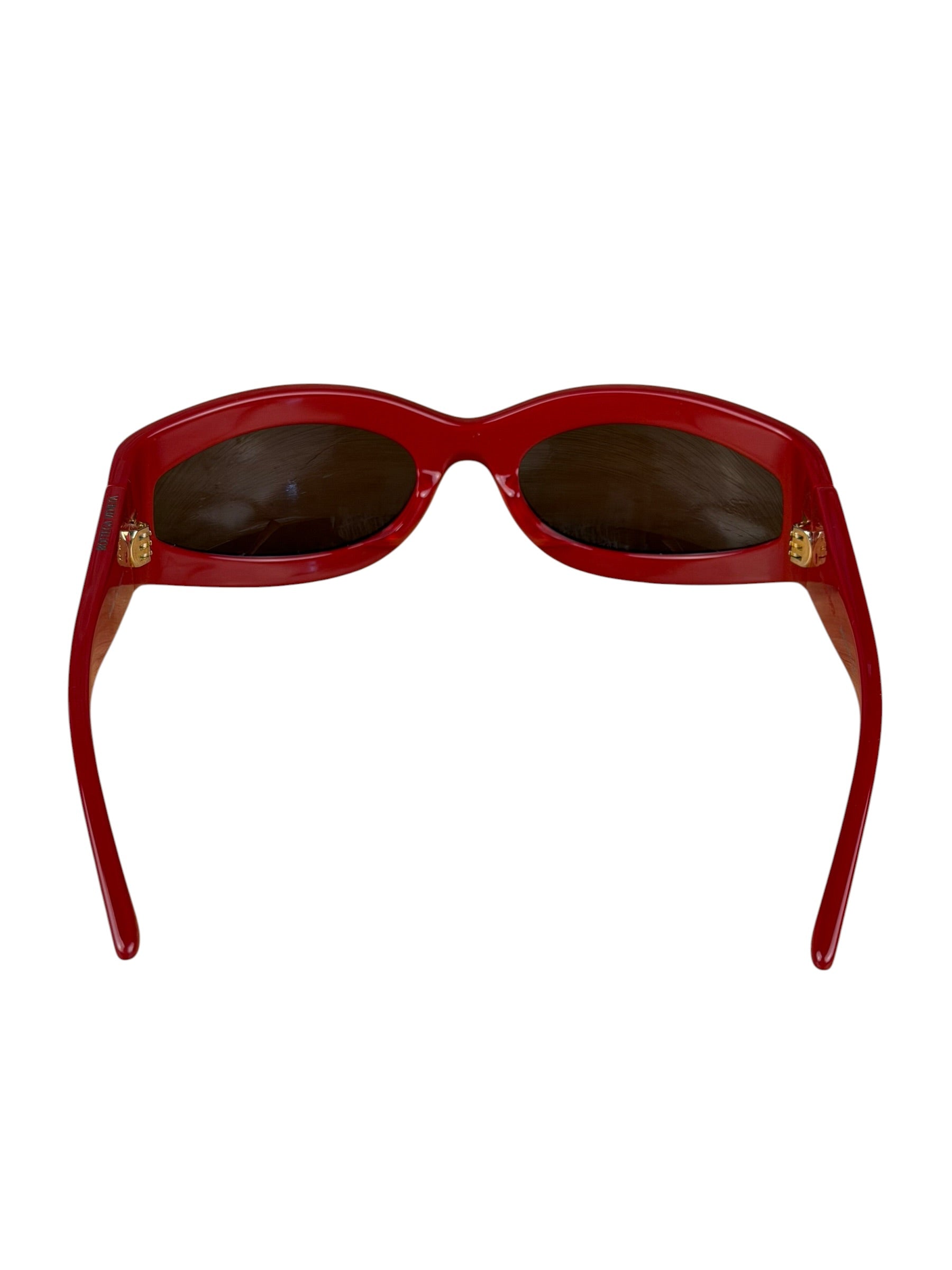 Bottega Veneta Red Shield Frame Sunglasses