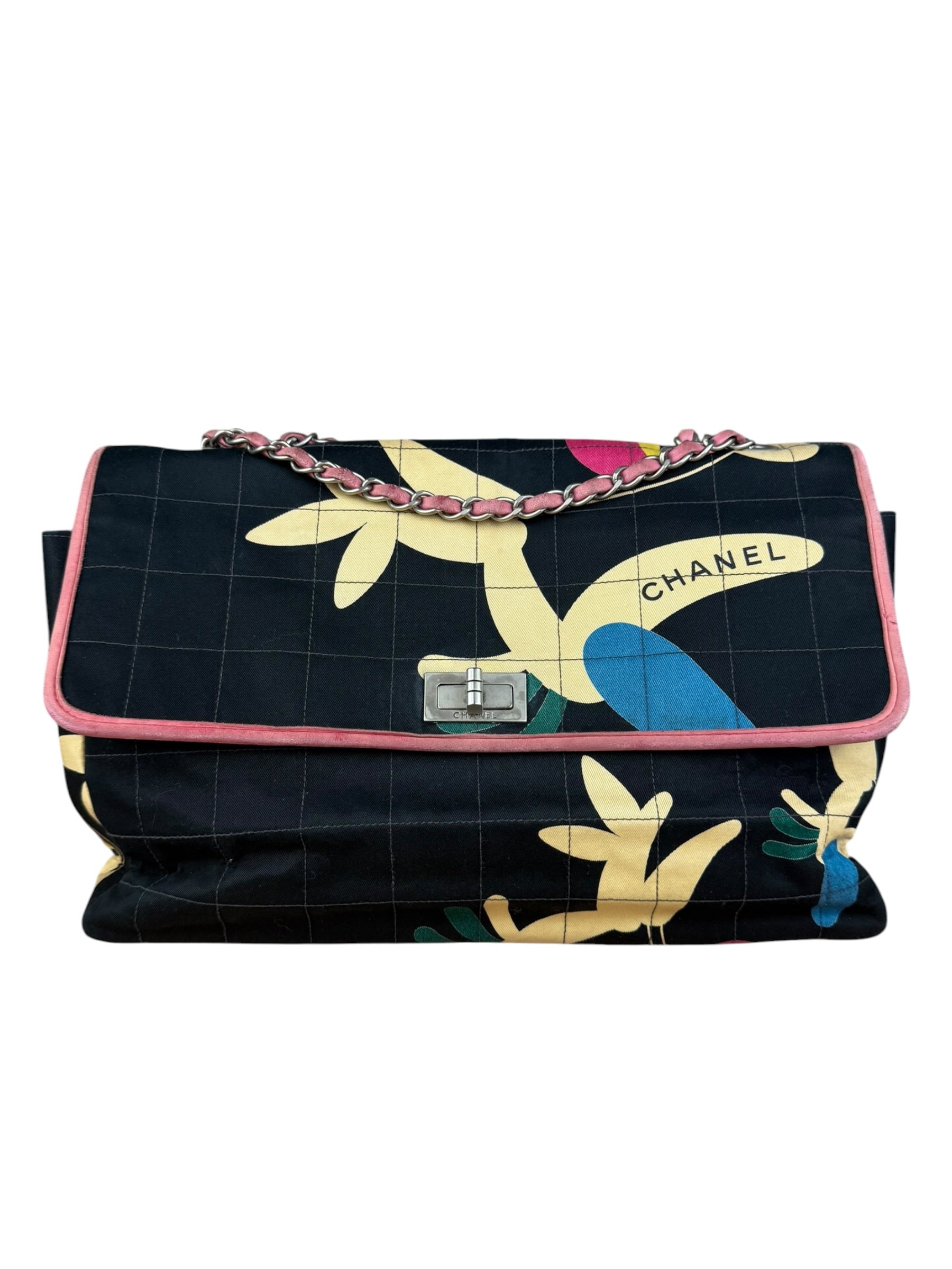 Chanel Multicolor Canvas Bird Print 2.55 Flap 2001