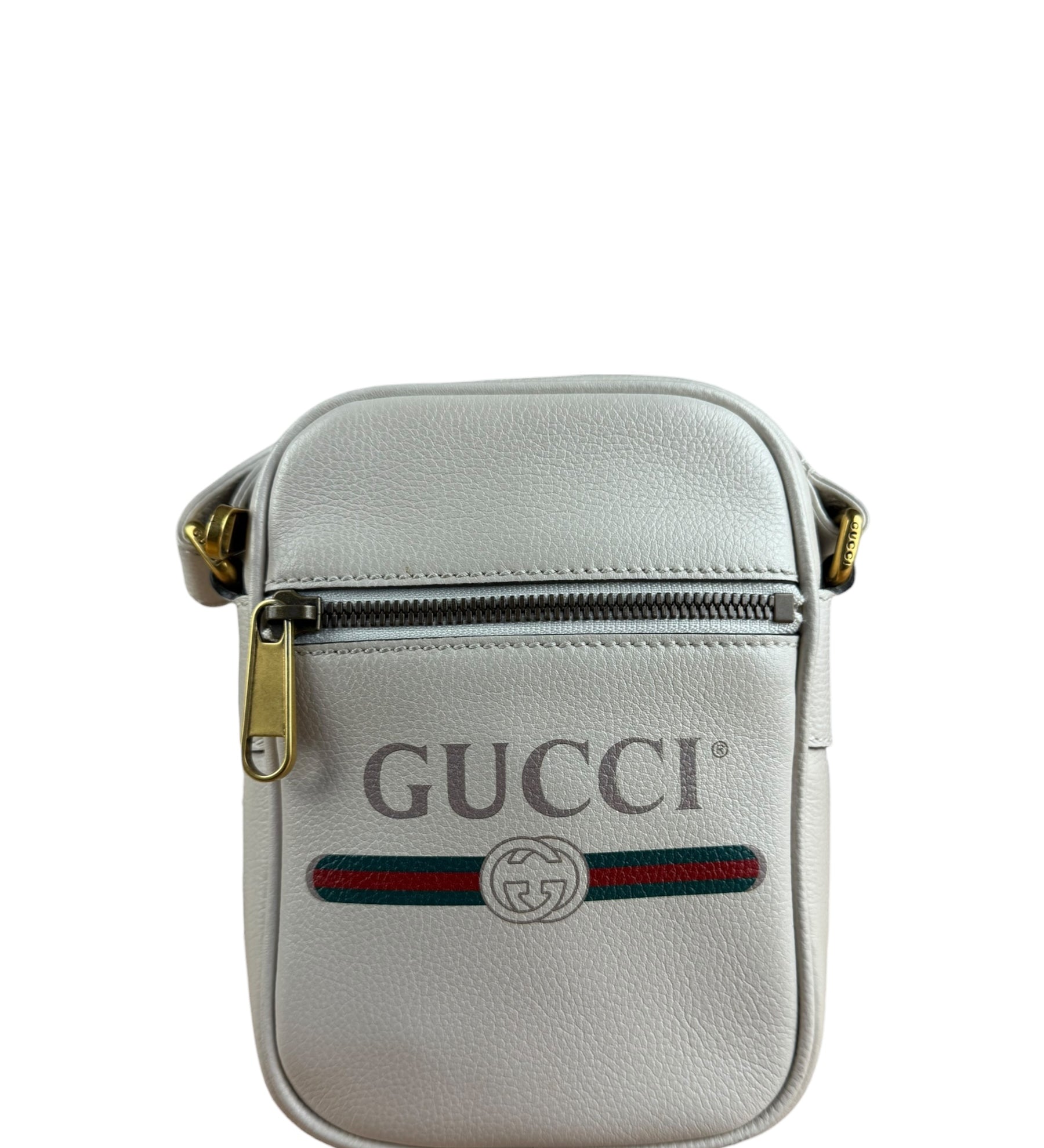Gucci White Grained Sherry Leather Crossbody