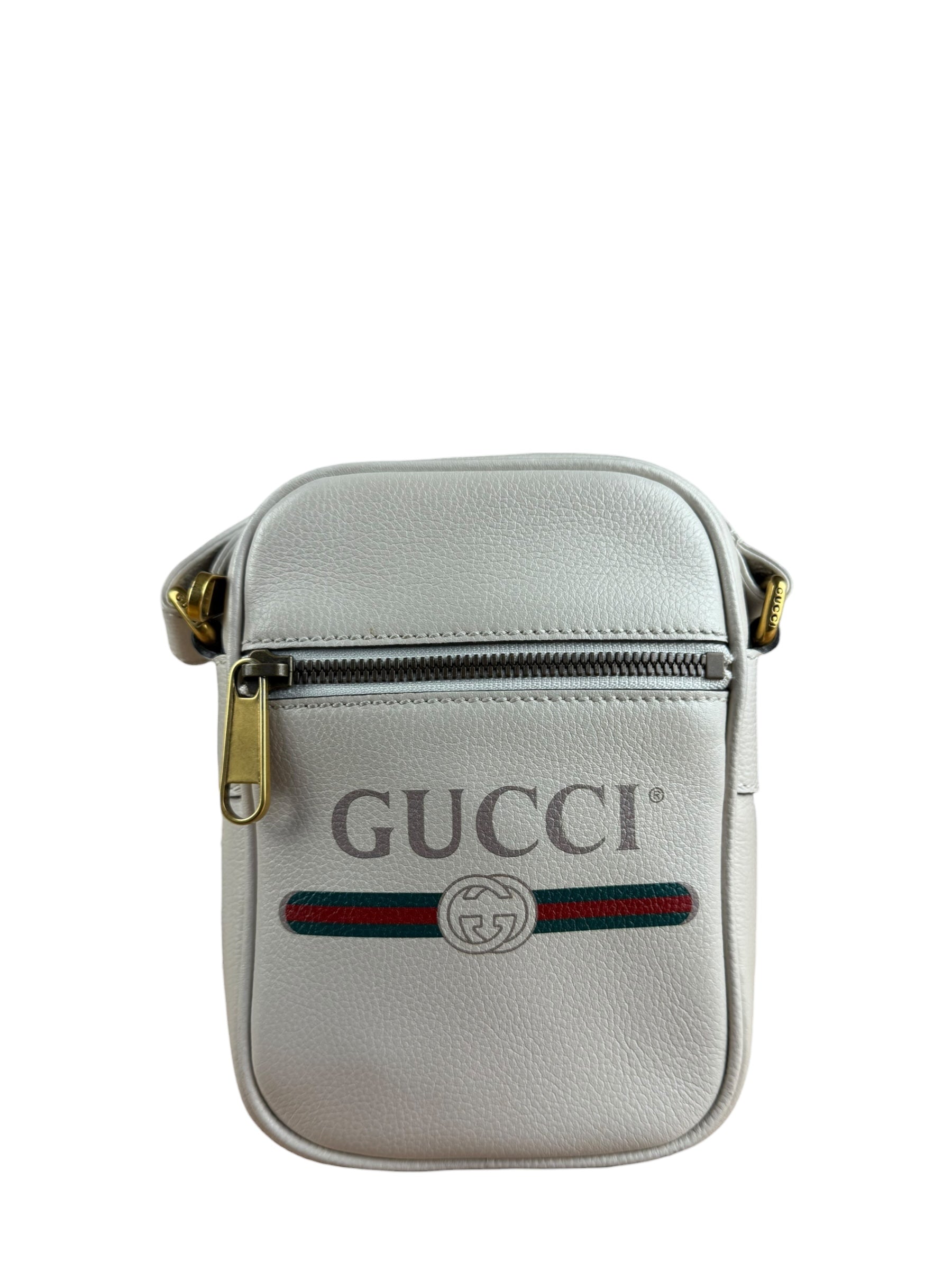 Gucci White Grained Sherry Leather Crossbody