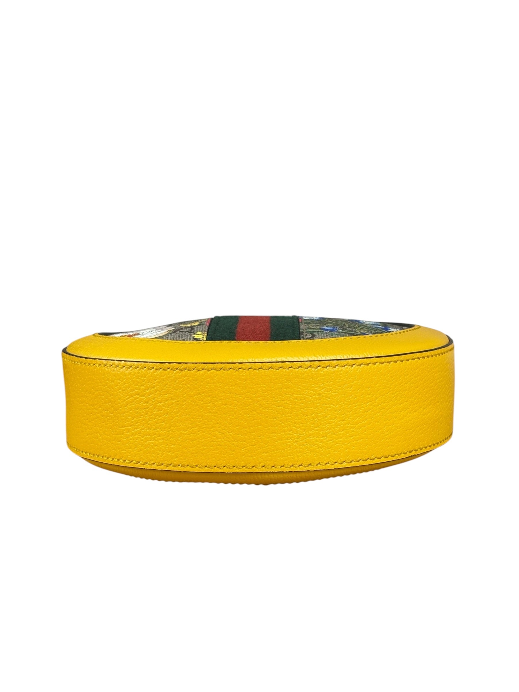 Gucci Ophidia Yellow GG Flora Round Shoulder Bag