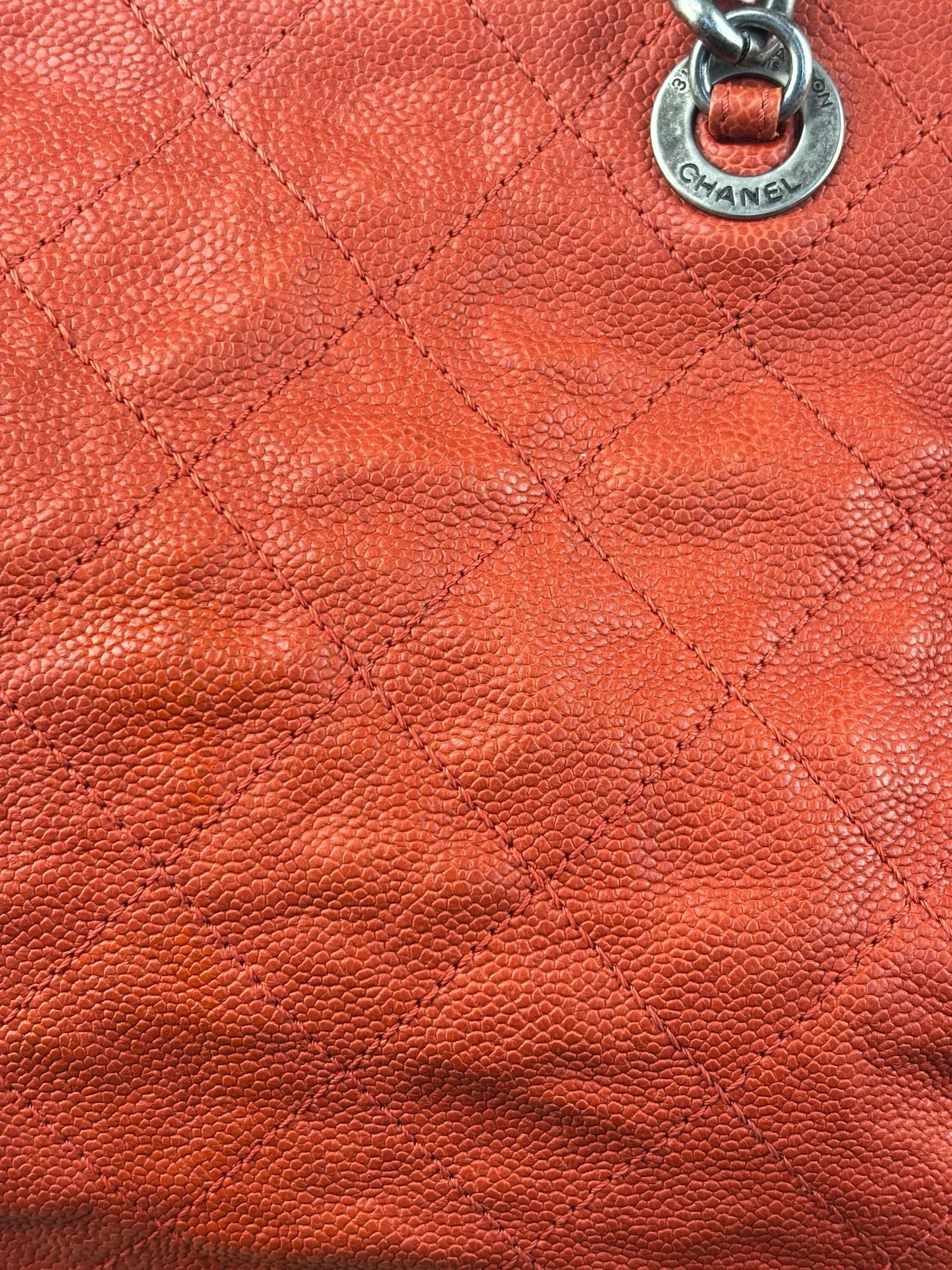 Chanel Red Caviar Quilted Medium Frame Shoulder Bag 2011