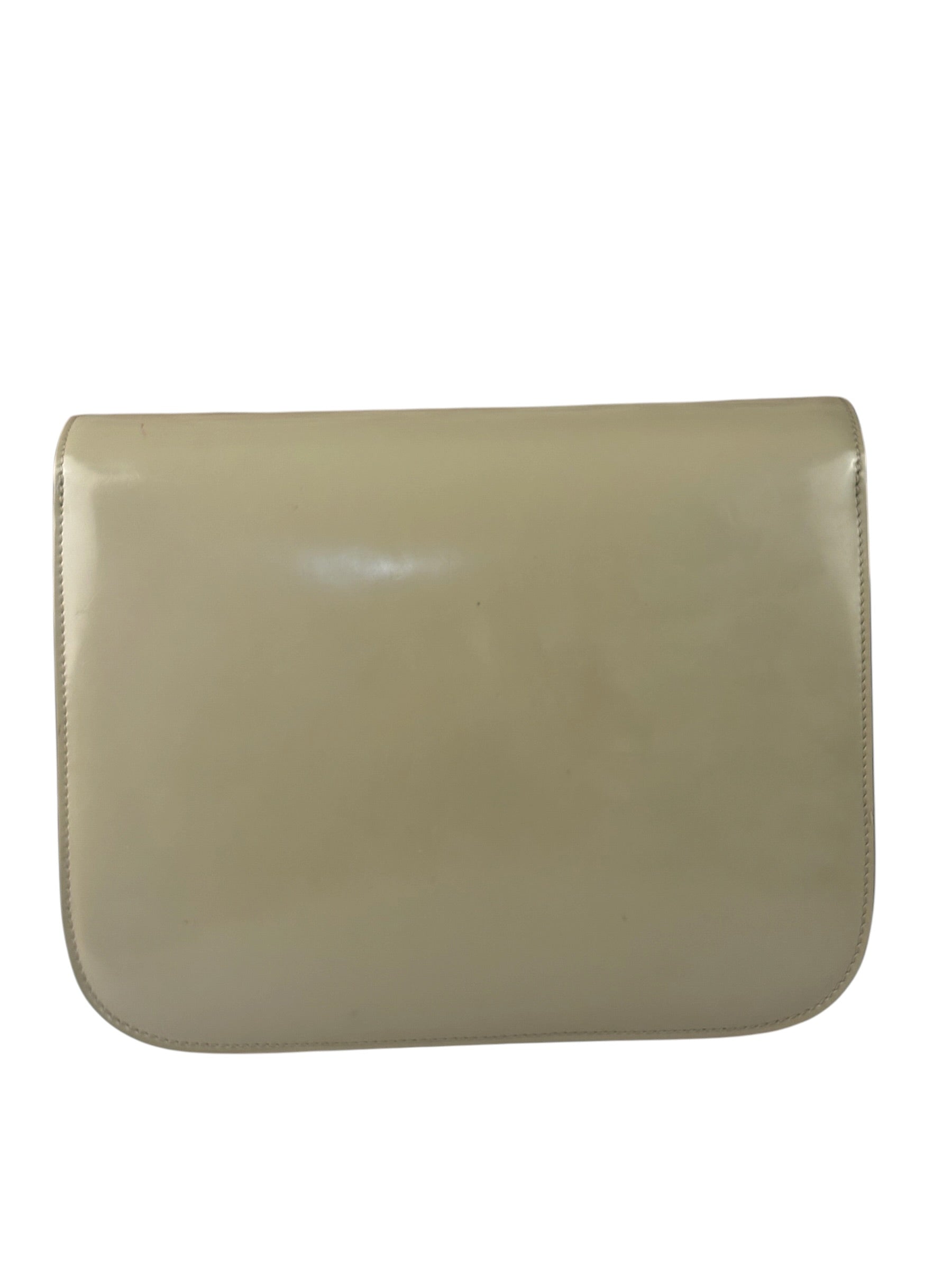 Celine Light Beige Patent Leather Classic Box Shoulder Bag