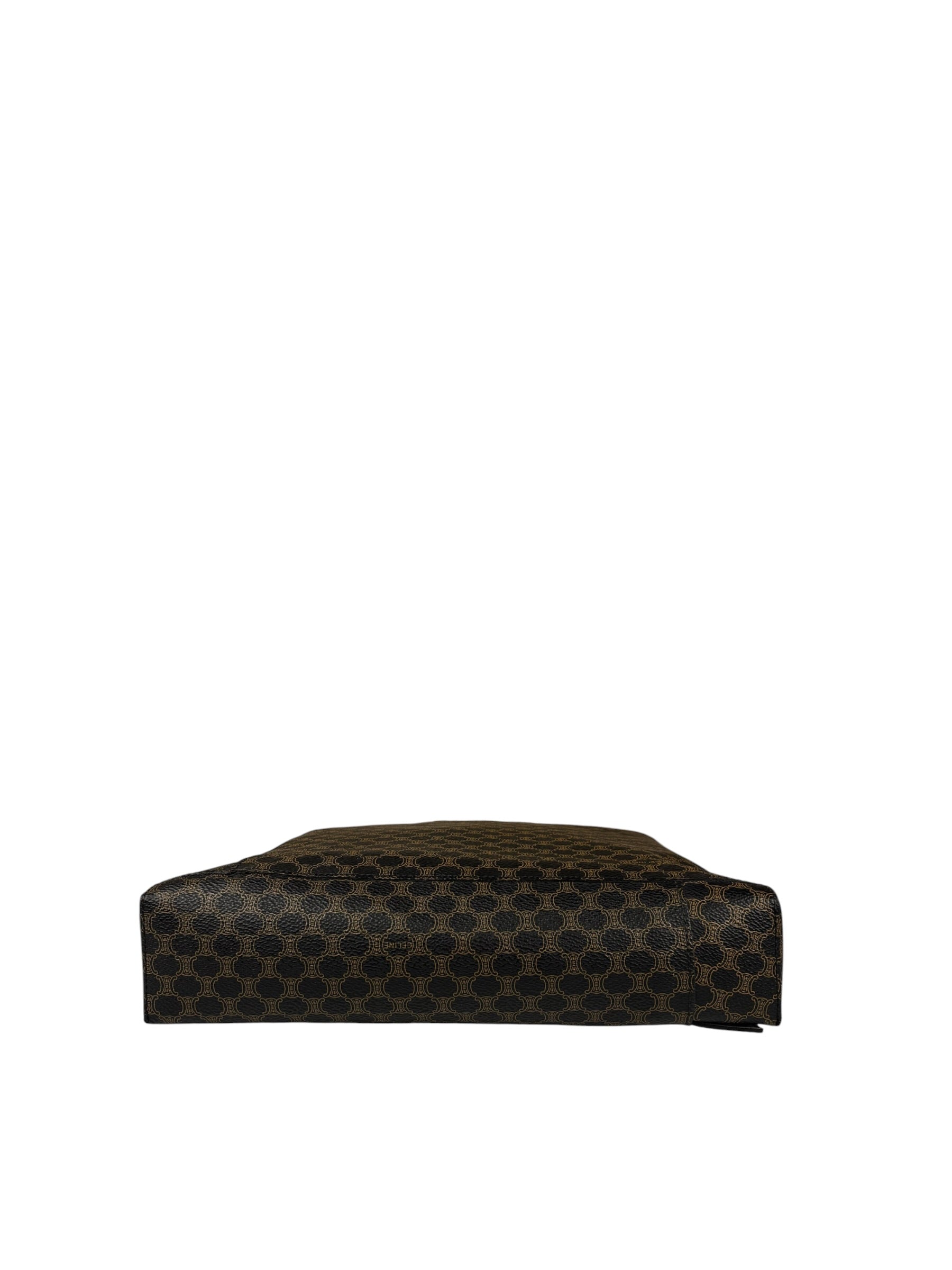 Celine Bicolor Leather Macadam Canvas Tote Bag