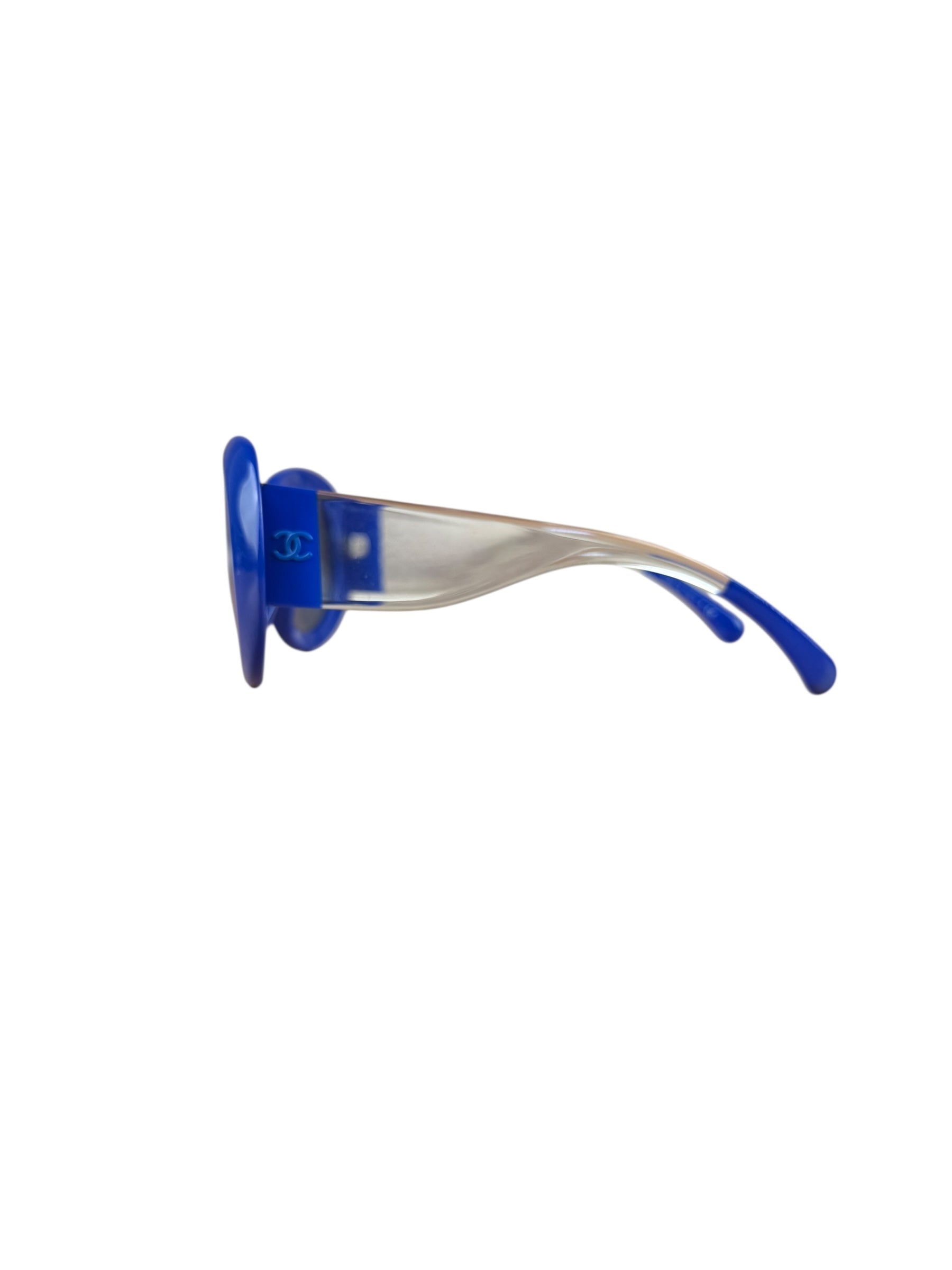 Chanel Vintage Blue Round Frame Sunglasses