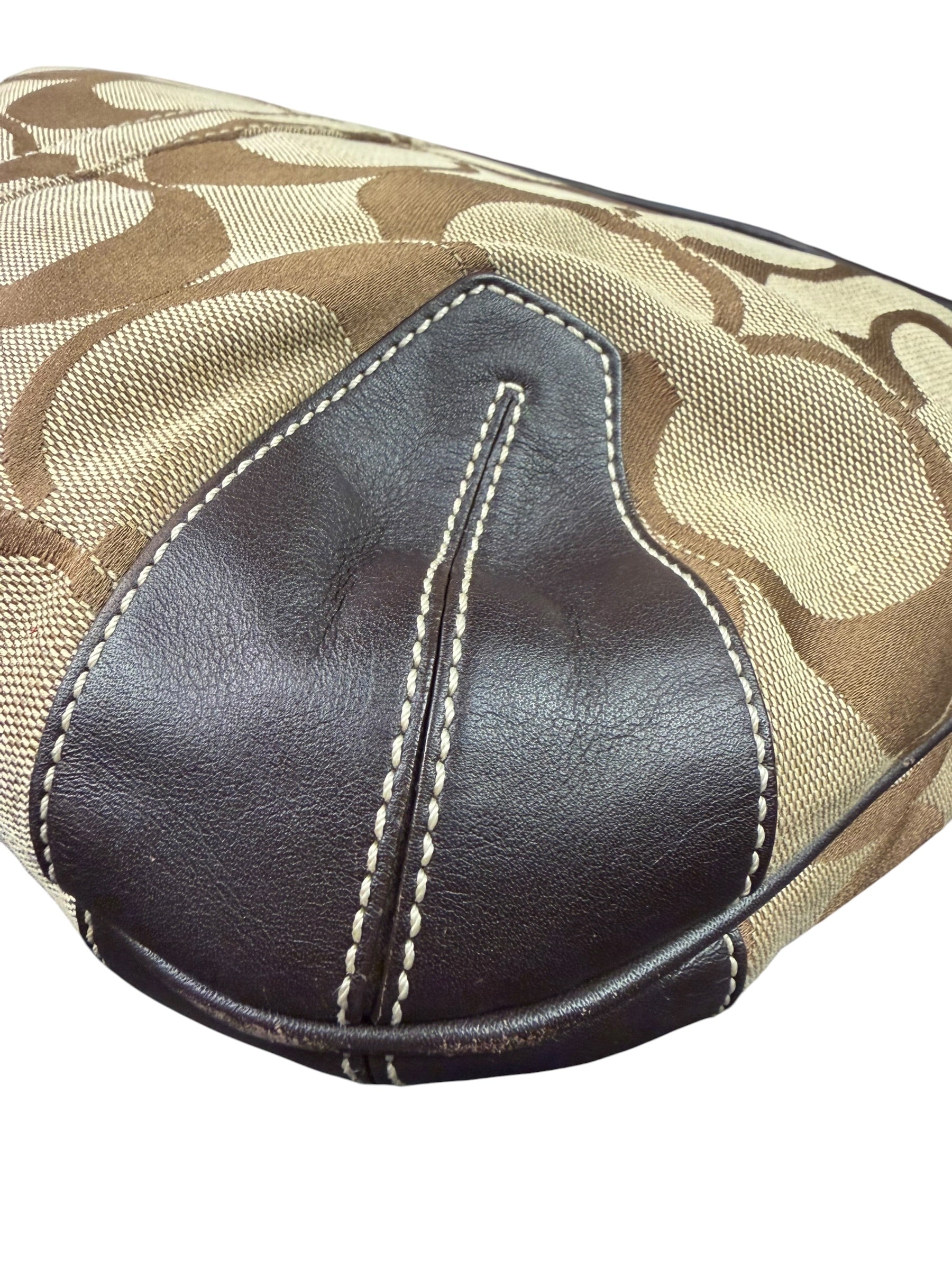Coach Brown Leather Trim Signature Ergo Hobo Bag