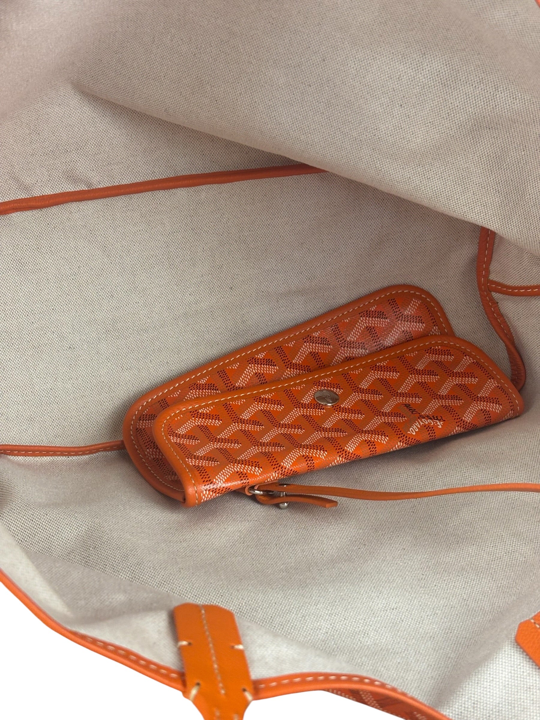 Goyard Saint Louis Orange Leather Tote Bag