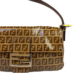 Fendi Brown PVC/Leather Trim Zucca Baguette