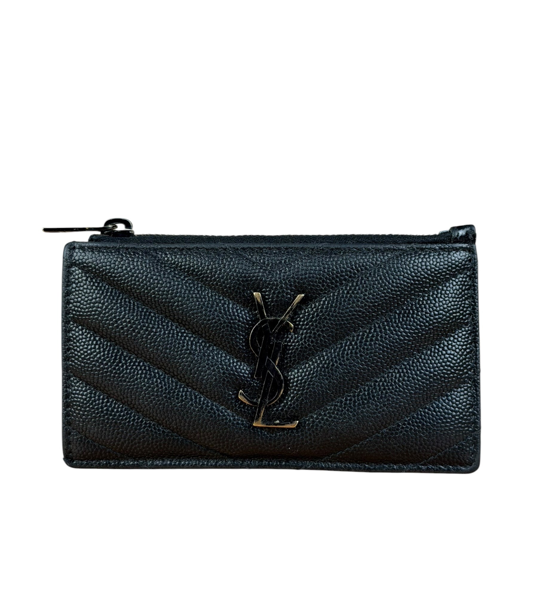 Yves Saint Laurent Black Leather Card Holder Wallet