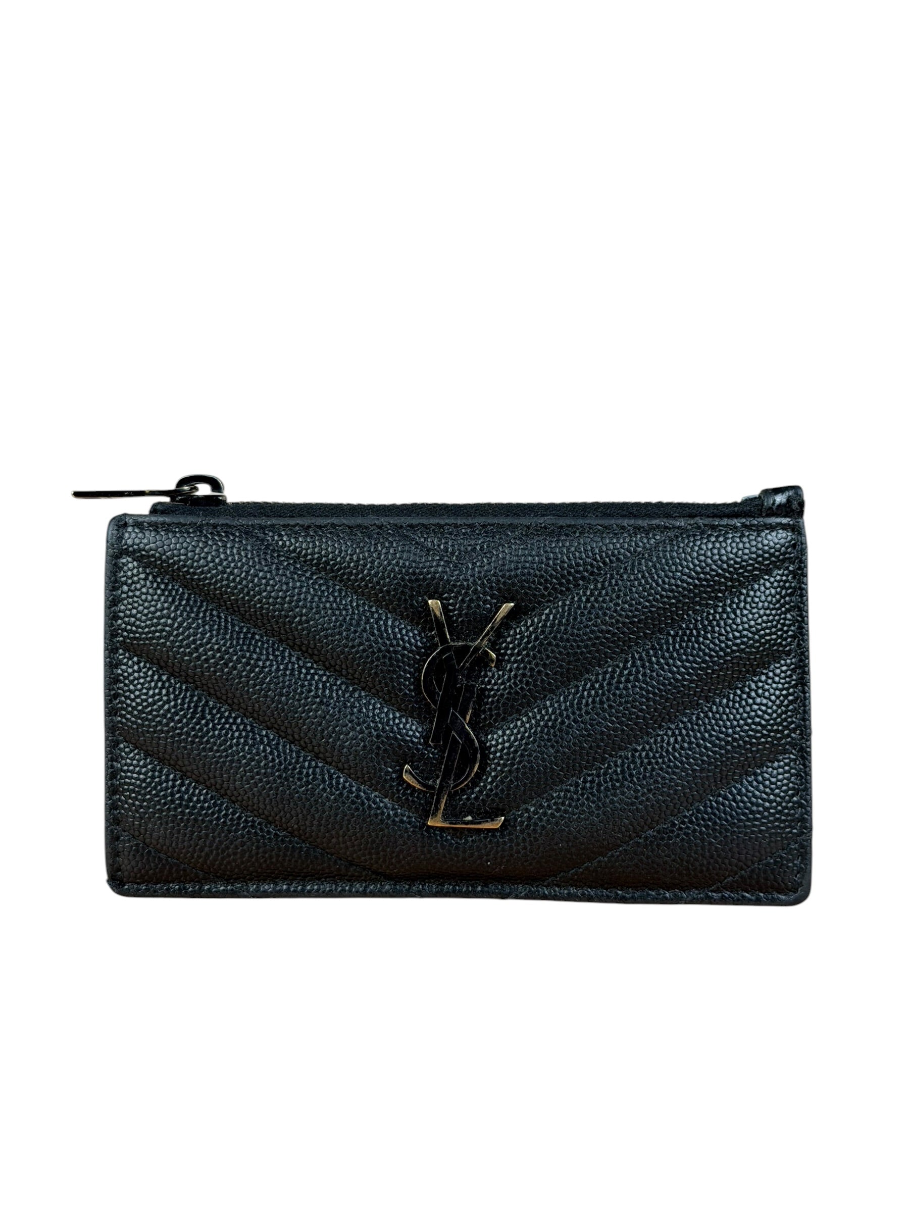 Yves Saint Laurent Black Leather Card Holder Wallet