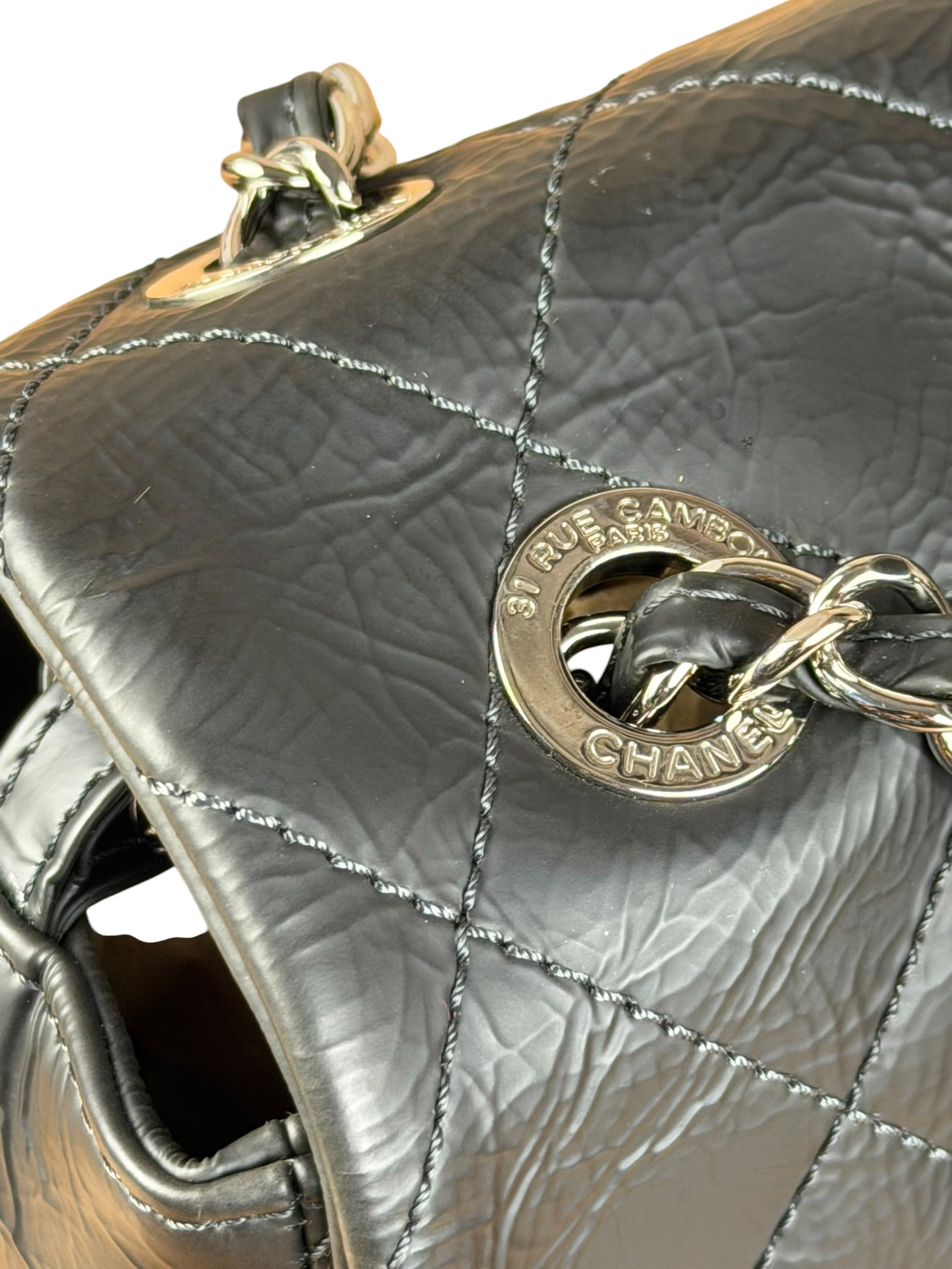 Chanel Black Leather Ultimate Stitch Single Flap Bag 2010