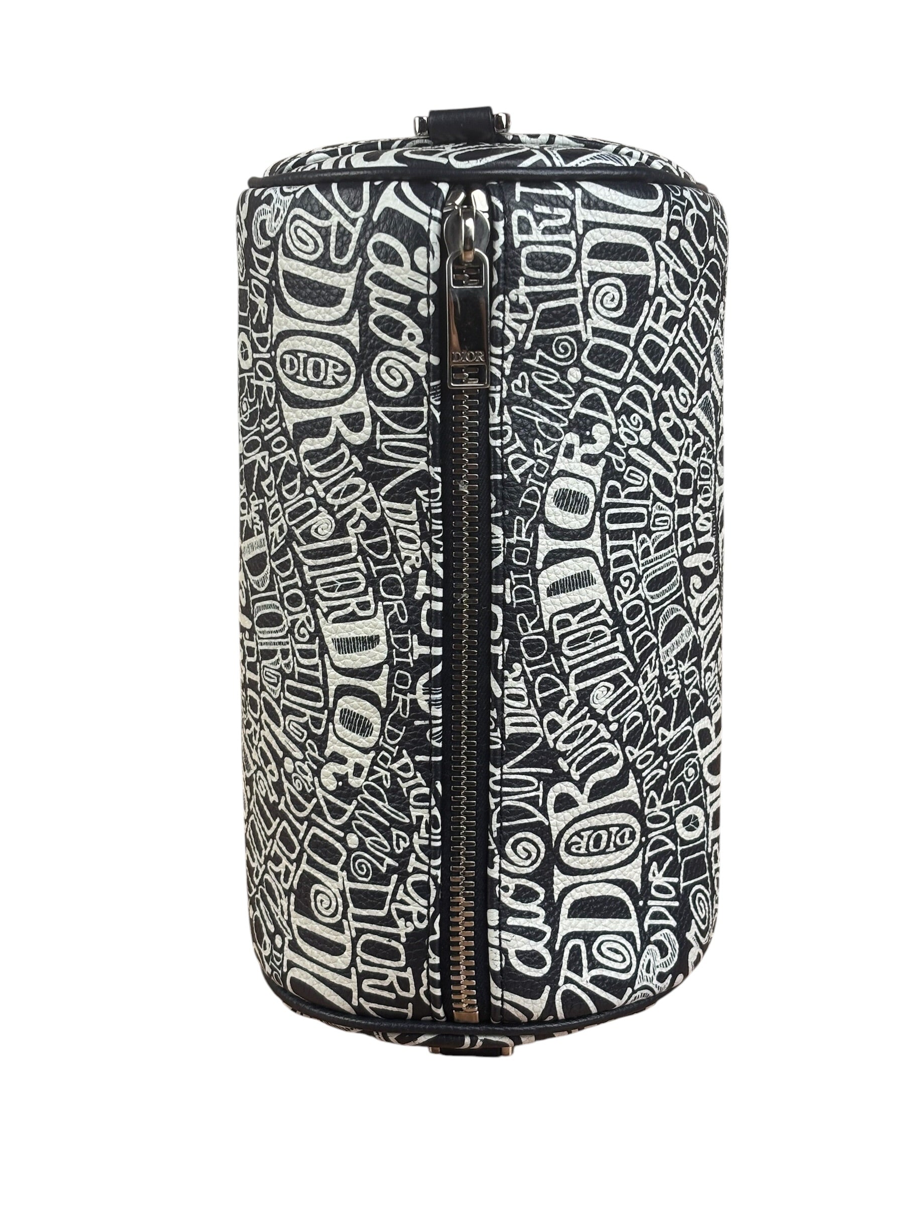 Dior Black/White Shawn Stussy Curvy Script Roller Bag