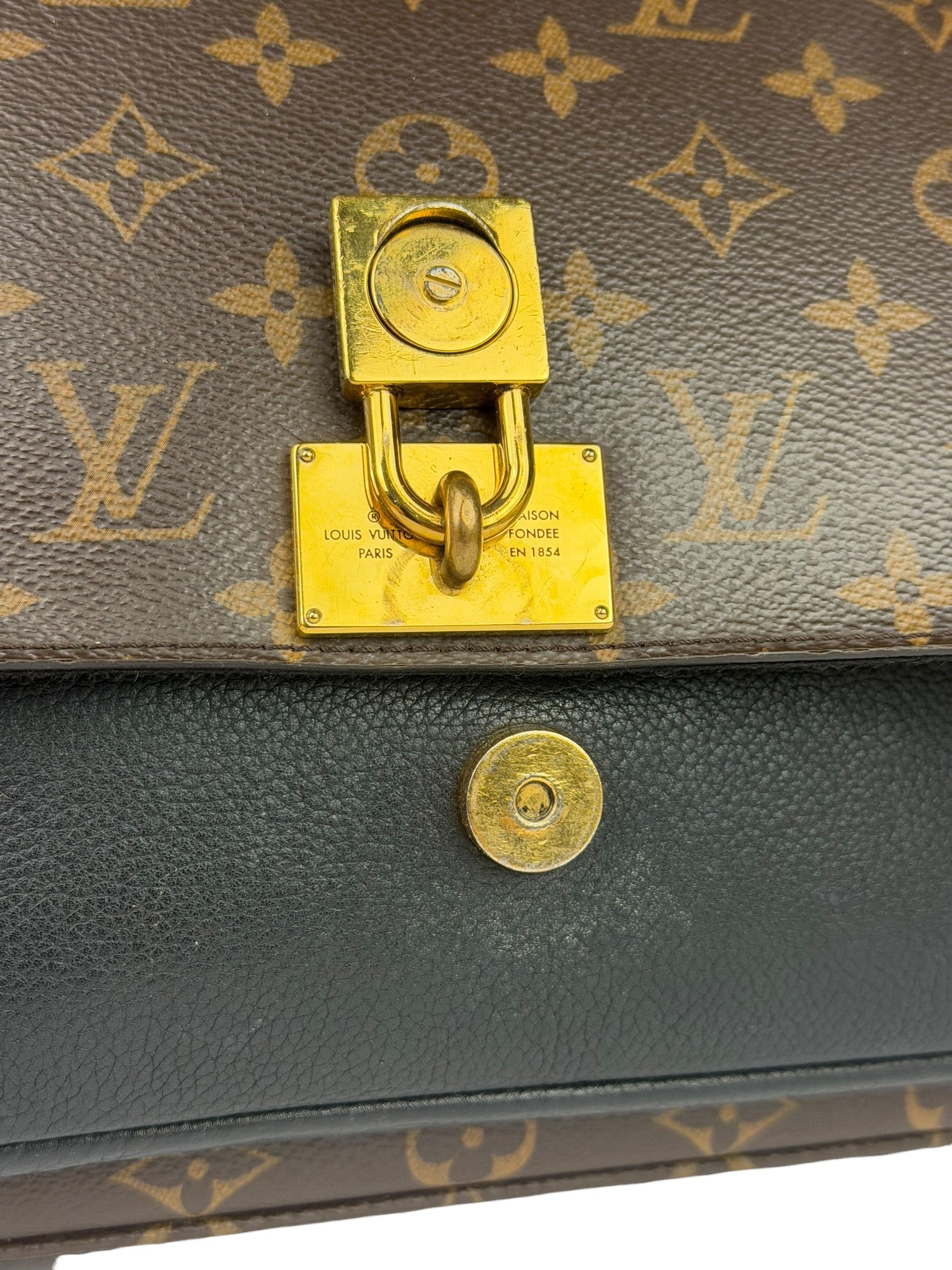 Louis Vuitton Black Leather/ Monogram Marignan 2Way Bag
