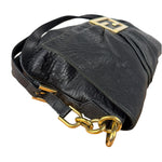 Fendi Black Pebbled Leather Mia Flap Bag
