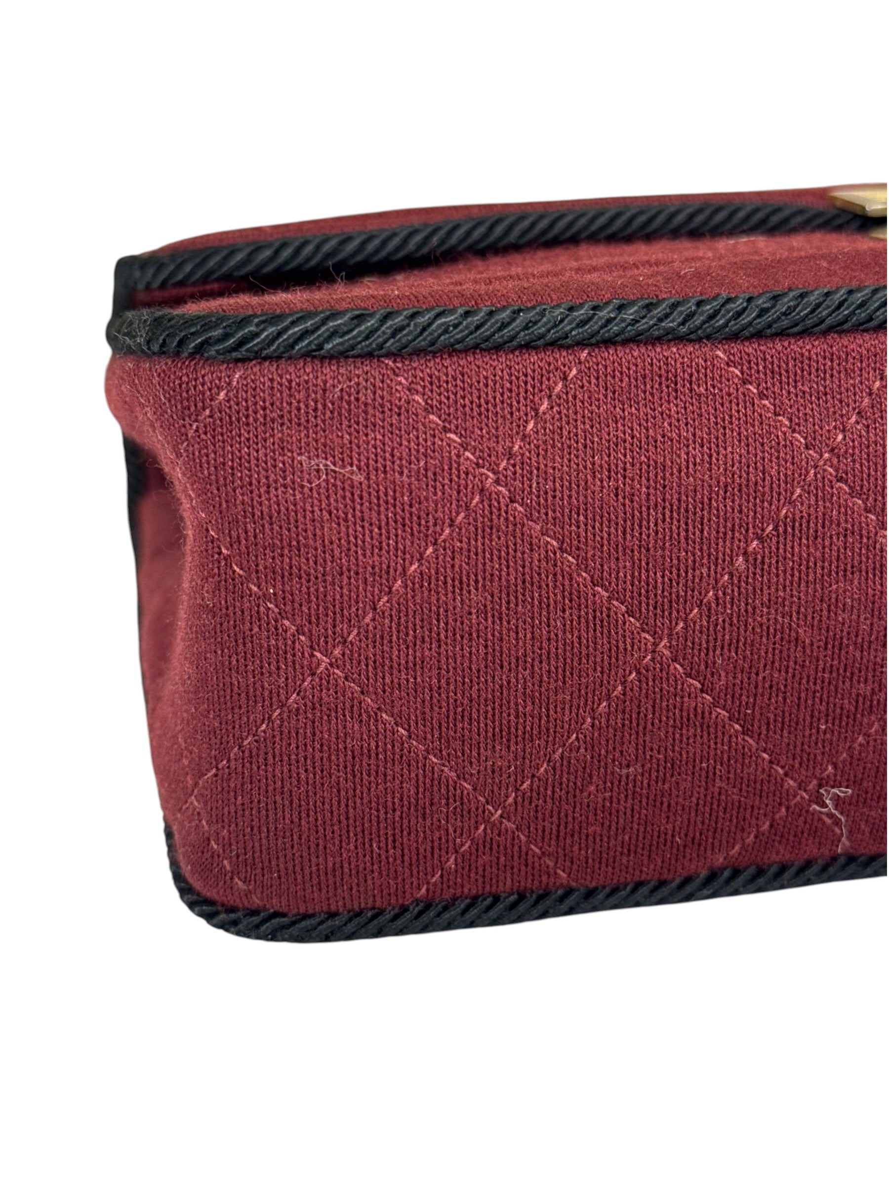 Chanel Vintage Burgundy Cotton Pairs-Seoul Pagoda Flap Bag