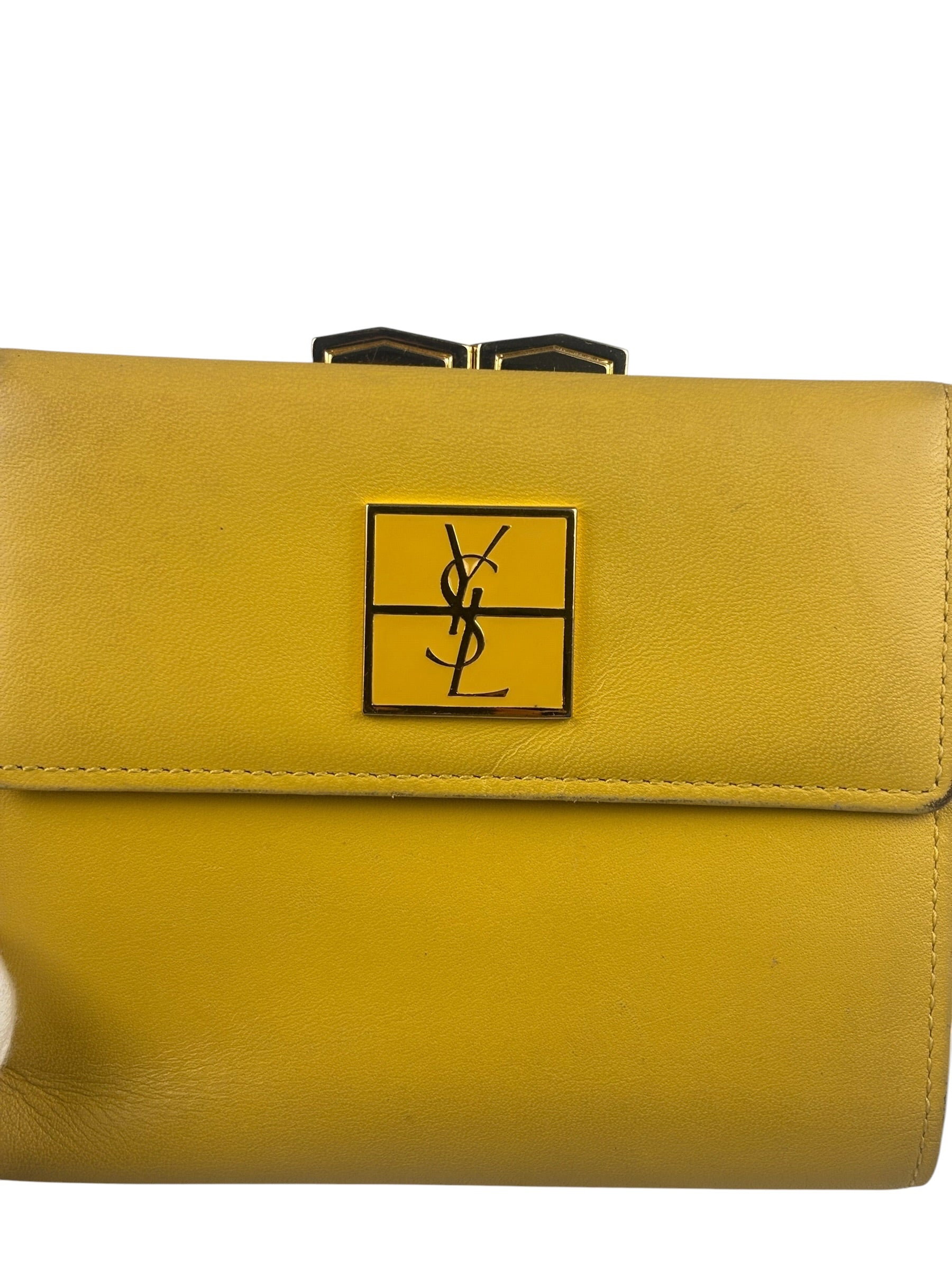 Yves Saint Laurent Yellow Leather Square Compact Wallet