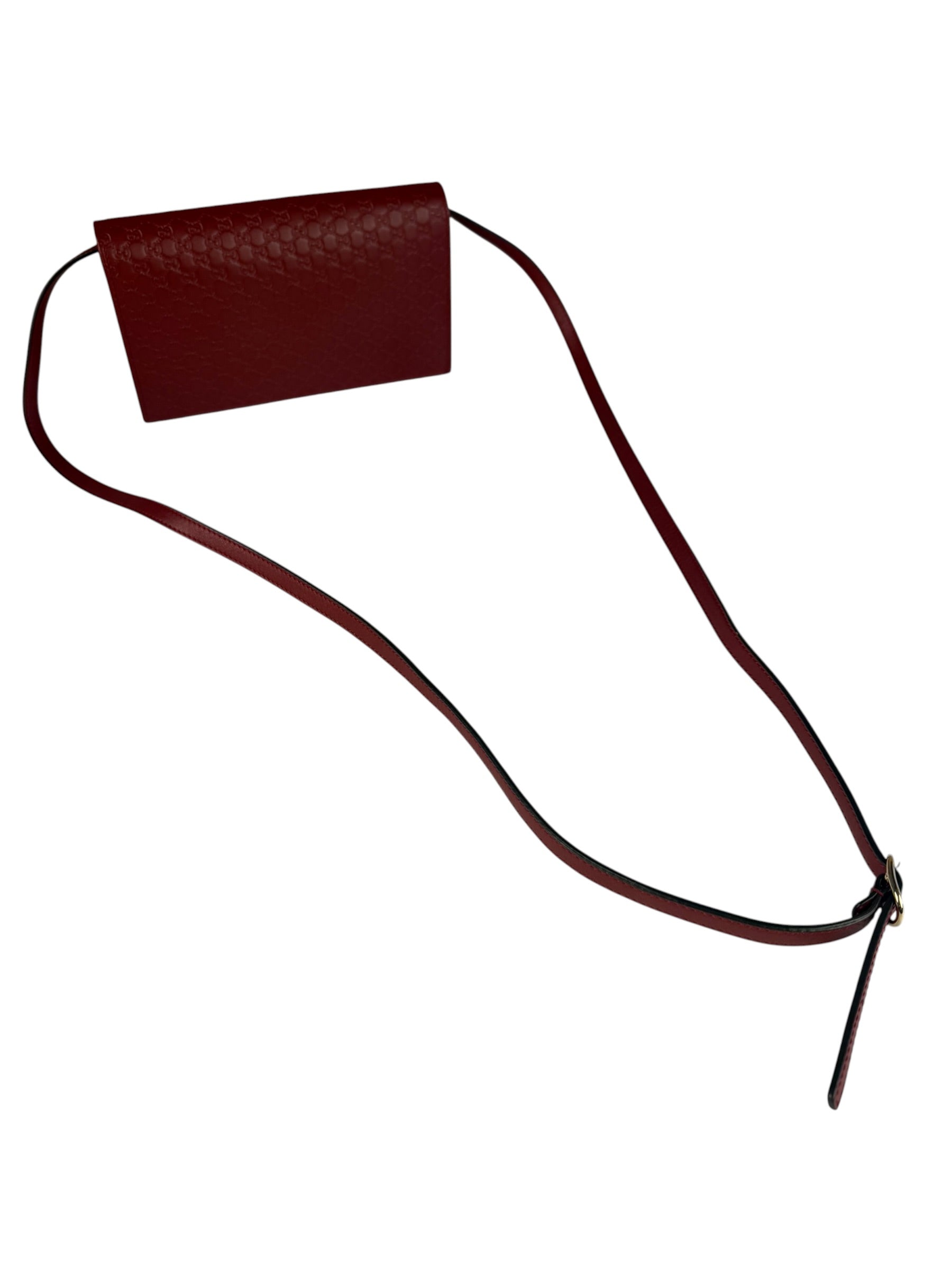 Gucci Red Micro GG Leather Crossbody Wallet