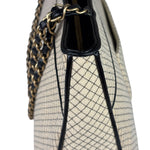 Chanel Beige/Black Leather Trim Diamond-Quilted Shoulder Bag 2002