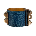 Hermes Blue Alligator Collier De Chien Bracelet