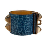 Hermes Blue Alligator Collier De Chien Bracelet