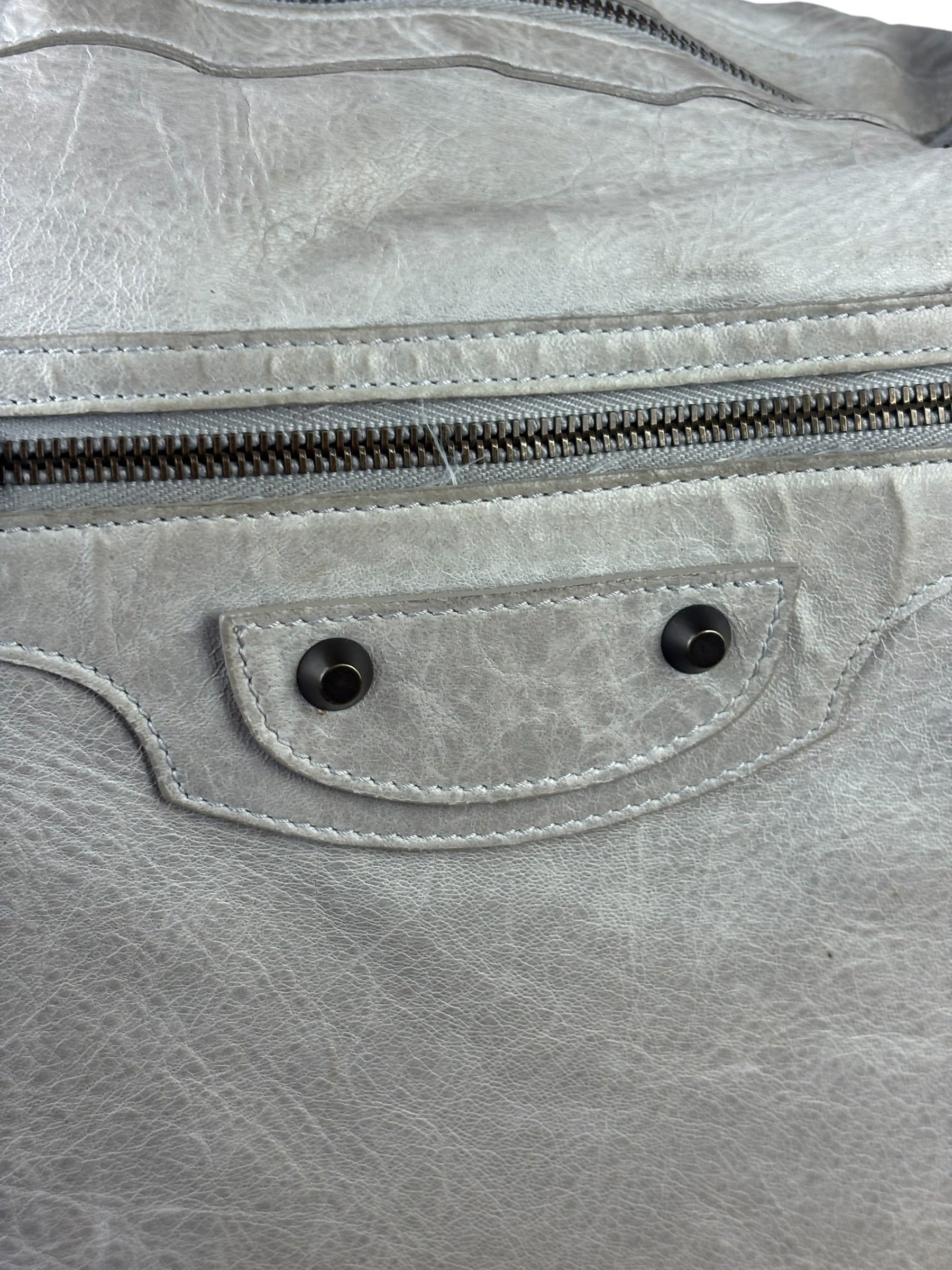Balenciaga Grey Lambskin Day Moto Hobo Bag