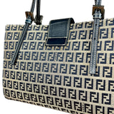 Fendi FF Buckle Navy Zucca Tote Handbag