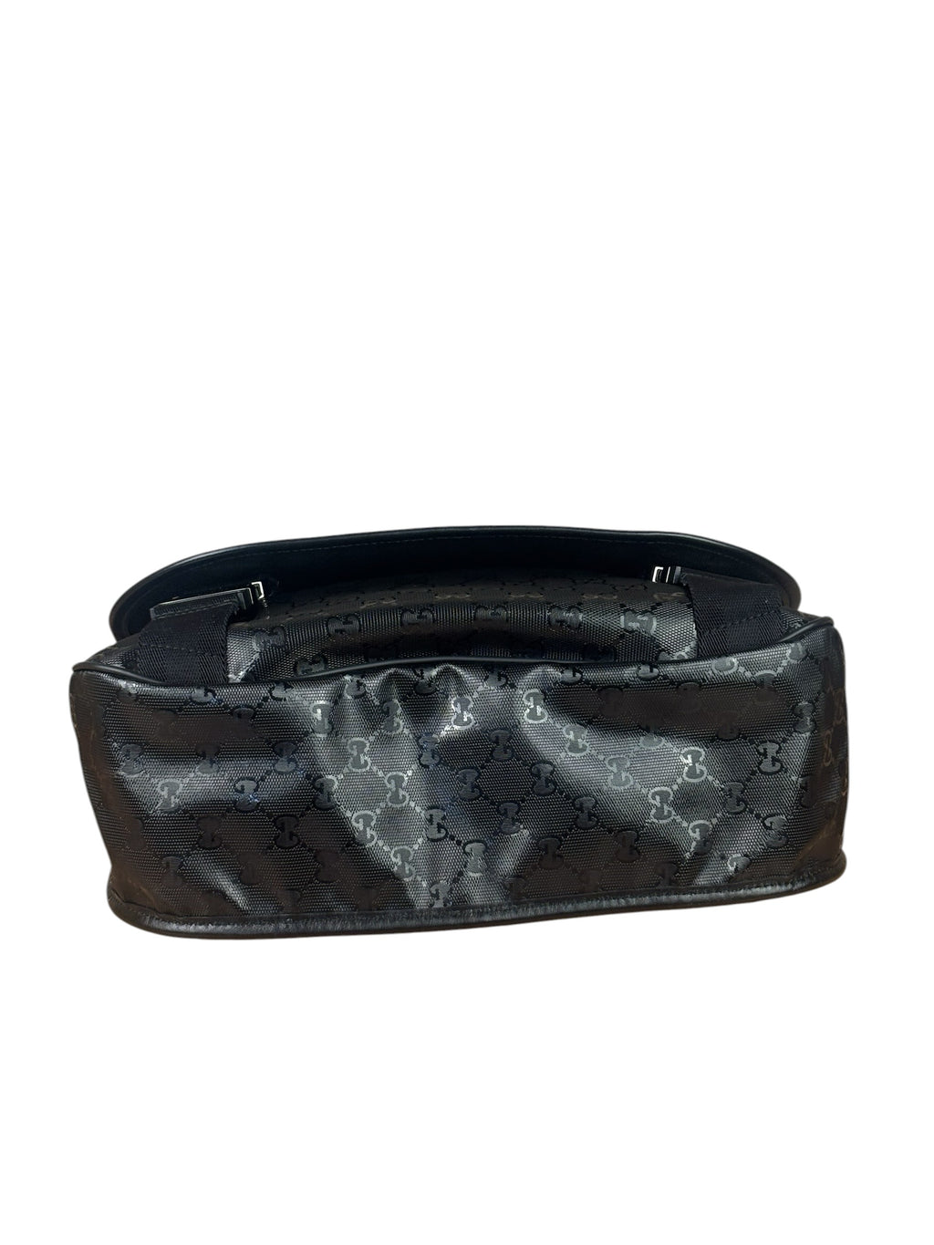 Gucci Black PVC GG Flap Messenger Bag