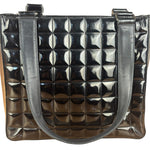 Chanel Vintage Black Patent Leather Chocolate Bar Tote Bag 2002
