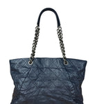 Chanel Dark Navy Quilted Leather Coco Pleats Chain Tote 2012