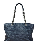 Chanel Dark Navy Quilted Leather Coco Pleats Chain Tote 2012