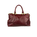 Miu Miu Amaranth Vitello Shine Leather Double Zip 2Way Handbag