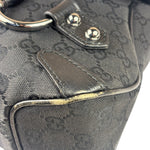 Gucci Black Leather Trim Horsebit GG Chain Shoulder Bag