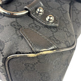 Gucci Black Leather Trim Horsebit GG Chain Shoulder Bag
