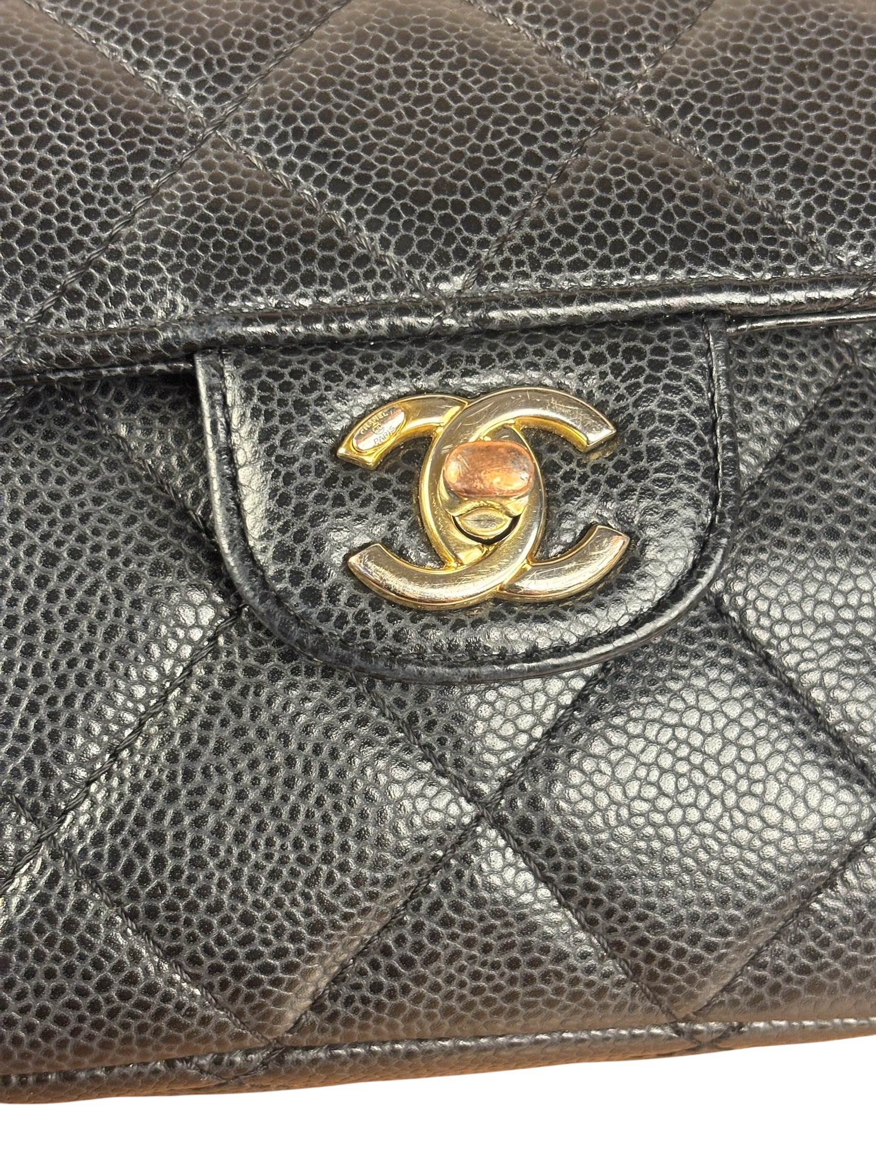 Chanel Black Caviar Quilted Leather Mini Square Flap Bag 2021