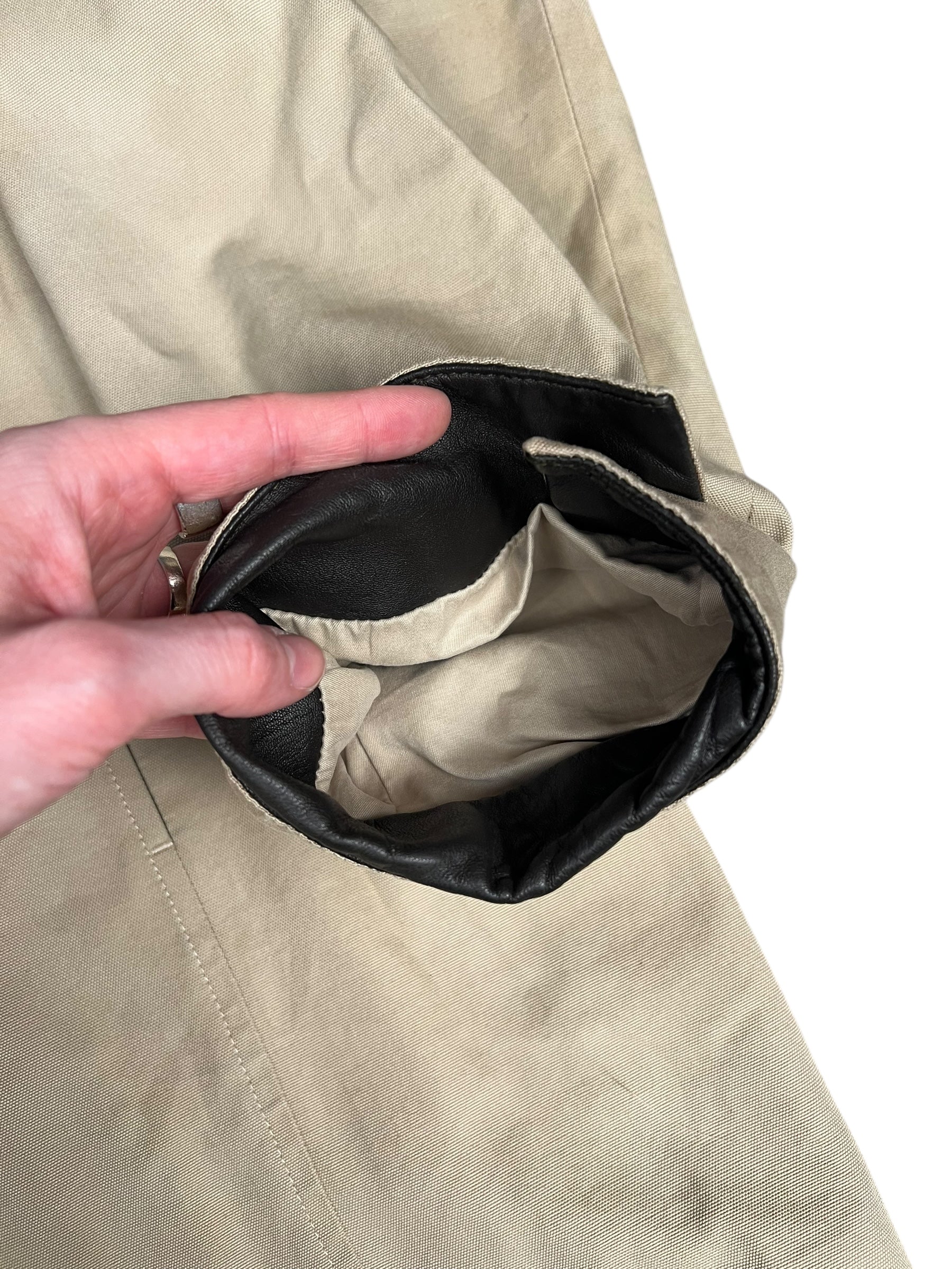 Prada Khaki Button Down Jacket Leather Lining