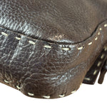 Fendi Selleria Brown Leather Stitched Baguette
