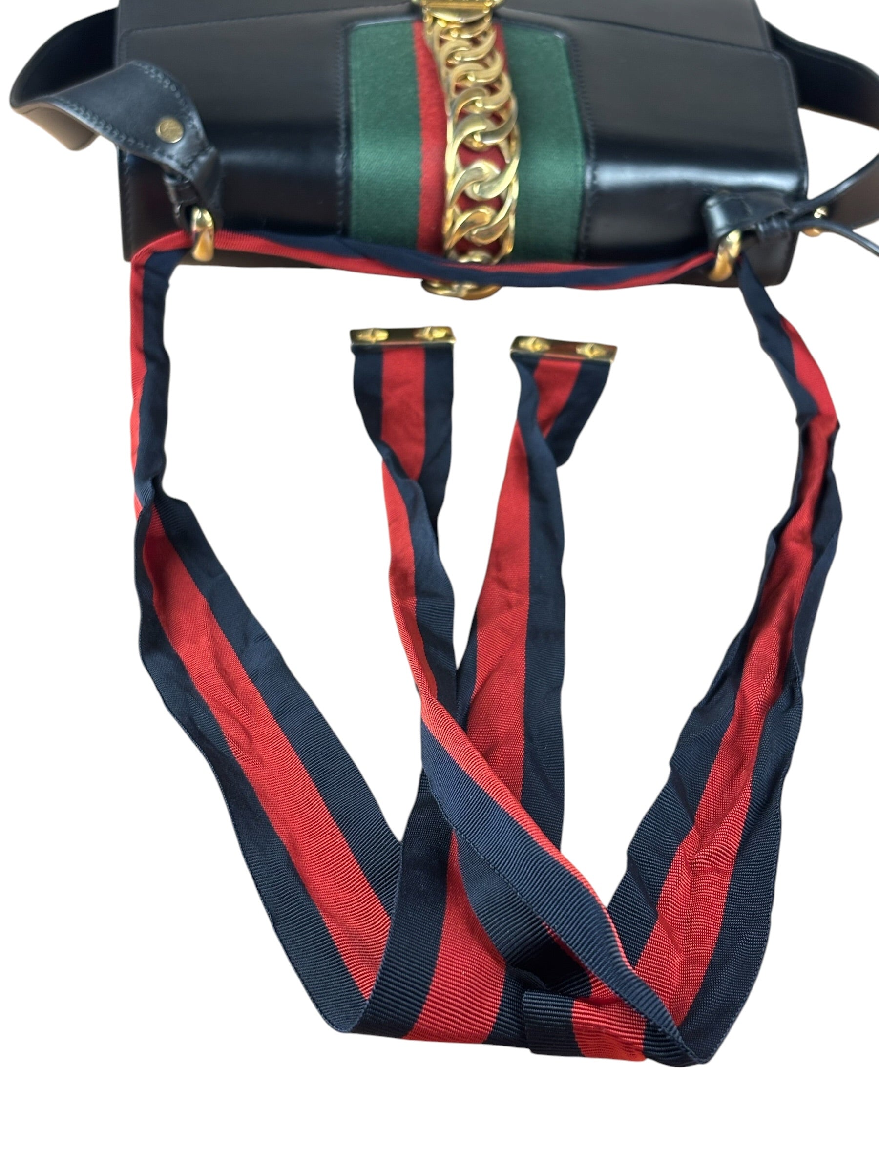 Gucci Black Leather Small Sylvie Shoulder Bag